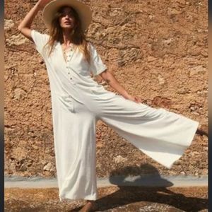 NWT 🍬 free people beach my go to jumpsuit in off white/ cream